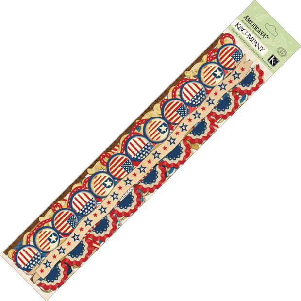K & Company Americana Embellishment Adhesive Border: Americana, 22 Pieces