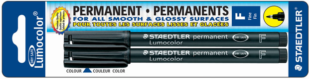 Lumocolor Permanent Markers: Fine, Blister-Carded (Black), Pack of 2