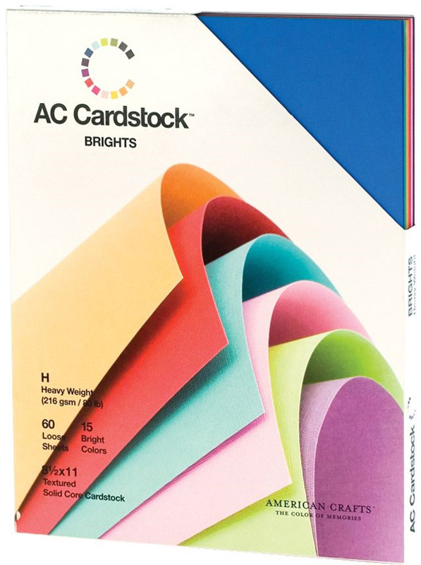 American Crafts AC Cardstock Variety Pack Brights, 8 1/2" x 11"