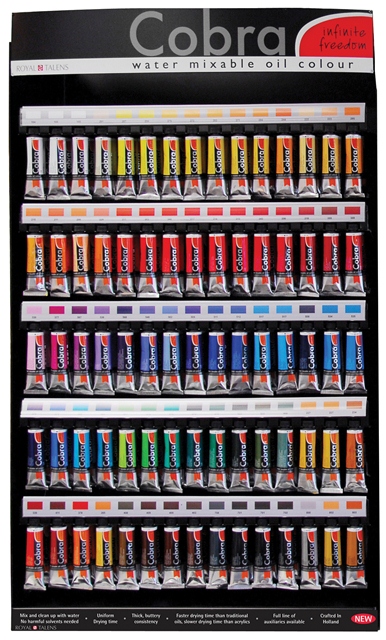 Royal Talens Cobra Water Mixable Oil Color Paint Assortment Display: 3 each of All 70 Colors in 40ml Tubes