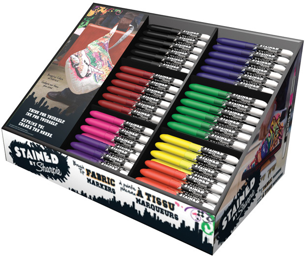 Stained by Sharpie Fabric Marker Display Assortment Fabric Markers