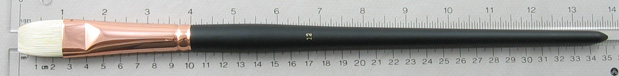 Chungking Hog Bristle 1300 Bright # 12 Brush: Full Length Shot with Rulers