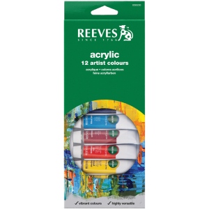 Reeves Acrylic Paint: 10ml Tube, 12-Color Set 