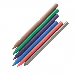 Heritage Apollo 5.6mm Lead Holder: Replacement Lead 6-Packs, HB graphite, dark brown, red, violet, dark blue, and dark green