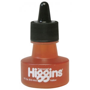 Higgins Waterproof Color Drawing Ink: Yellow, 1 oz. Bottle