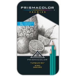 Prismacolor Premier Turquoise Drawing Pencil Set: Soft, 9B to H, Pack of 12