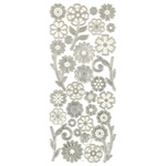 Dazzles 3-D Sticker: Flowers, Silver, 4" x 9"