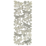 Dazzles 3-D Sticker: Dragonflies, Silver, 4" x 9"