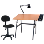 Martin Berkeley 4 pc Combo Black with Cherrywood Top, Tray Lamp and Desk Hegiht Chair: Model # U-DS14042BW 