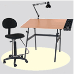 Martin Berkeley 4-pc Combo Black with Cherrywood Top, Tray Lamp and Drafting Ht. Chair: Modle # U-DS14041BW