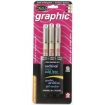Pigma Graphic Drawing Pen: Black, 1 each Size, Pack of 3