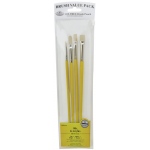 Royal & Langnickel 9100 Series Zip N' Close Brush Set: Yellow, Bristle, Round 2, Flat 4, Filbert 4, Bright 6
