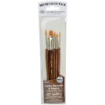 Royal & Langnickel 9100 Series Zip N' Close Brush Set: Brown, Gold Taklon, Round 1, 3, 5, Filbert 4, Script 1, Glaze Wash 3/8"