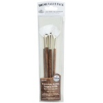 Royal & Langnickel 9100 Series Zip N' Close Brush Set: Brown, White Taklon, Fan 1, 2, 4, 6
