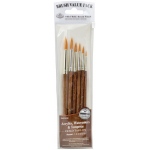 Royal & Langnickel 9100 Series Zip N' Close Brush Set: Brown, Gold Taklon, Round 1, 3, 5, 6, 8, 10