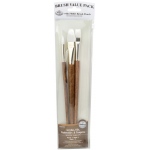Royal & Langnickel 9100 Series Zip N' Close Brush Set: Brown, White Taklon, Round 6, Bright 8, Filbert 12