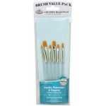 Royal & Langnickel 9100 Series Zip N' Close Brush Set: Teal Blue, Gold Taklon, Shader 2, 4, 6, 8, 10, 12, Clear Acrylic Handle