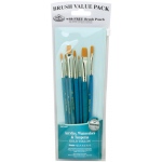 Royal & Langnickel 9100 Series Zip N' Close Brush Set: Teal Blue, Gold Taklon, Shader 0, 2, 4, 6, 8, 10, 12