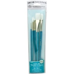 Royal & Langnickel 9100 Series Zip N' Close Brush Set: Teal Blue, White Taklon, Round 1, 6, Bright 6, Filbert 8, Flat 12