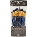 Royal & Langnickel 9300 Series Value Brush Pack: Black Taklon, Bright 10, 20, Flat 14, 18, 22, Round 4, 6, 8, 16, 24, Filbert 2, 12
