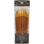 Royal & Langnickel 9300 Series Value Brush Pack: Bone Taklon, Bright 1, 6, 11, Flat 7, 12, Round 3, 8, Angle 4, 9, Filbert 5, 10, Fan 2