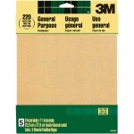 3M Aluminum Oxide Sandpaper: 220 Grade, Very Fine Grit