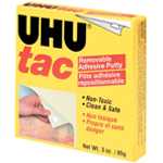UHU Tac Removable Adhesive Putty: Block, 3 oz.