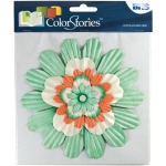 Blue Hills Studio ColorStories Green Story: 5 Paper Flowers, 1 Brad, Up to 6"