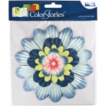 Blue Hills Studio ColorStories Blue Story: 5 Paper Flowers, 1 Brad, Up to 6"